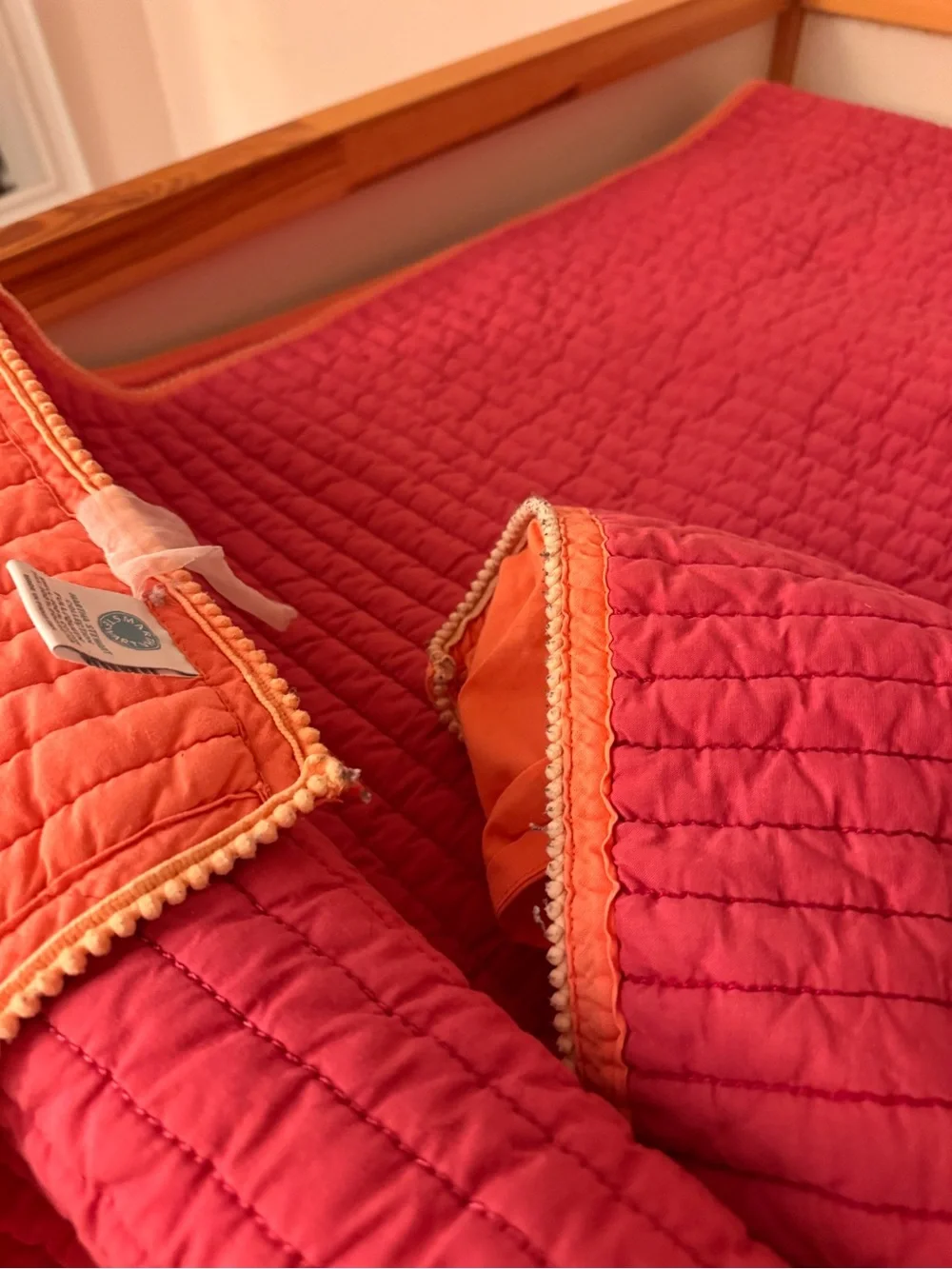 Martha Stewart Reversible Coral and Magenta Quilted Bedspread